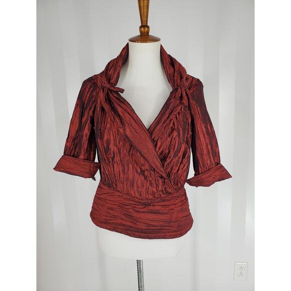 Essentials by Milano Tops - ESSENTIALS BY MILANO Women's Burgundy Rouched Blouse Sz M